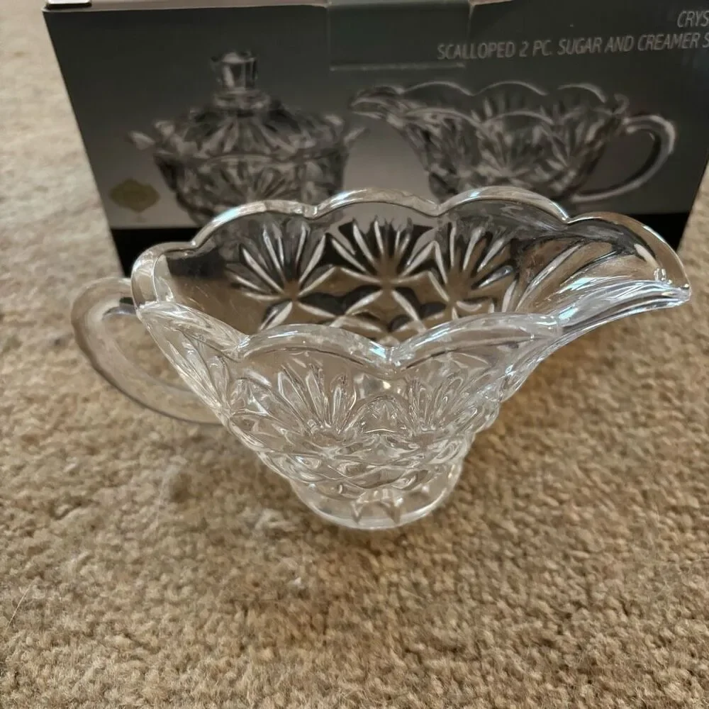 Shannon Crystal By Godinger Scalloped 2 Pc.  Crystal Sugar And Creamer Set